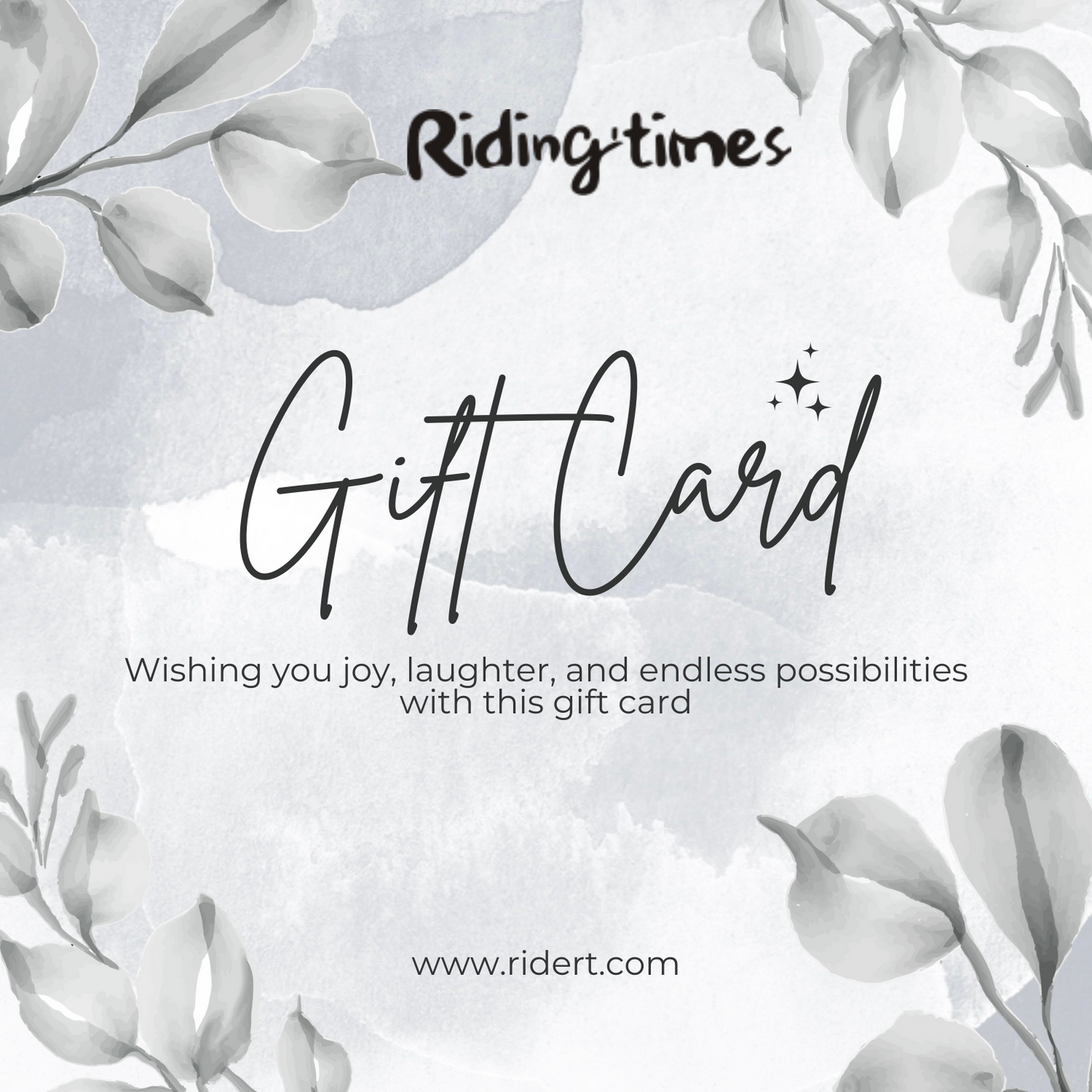 Riding'times Gift Card with floral design, available at ridert.com.