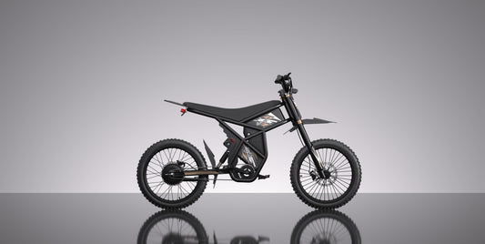 GT73 Pro electric bike side view with black frame and off-road tires on gray background