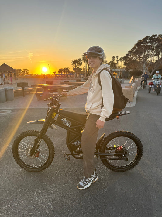 A person sitting on the GT73, excited about his first ride