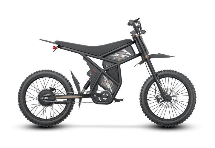 Black GT73 Pro electric motorbike with rugged off-road tires and rear gear hub motor design