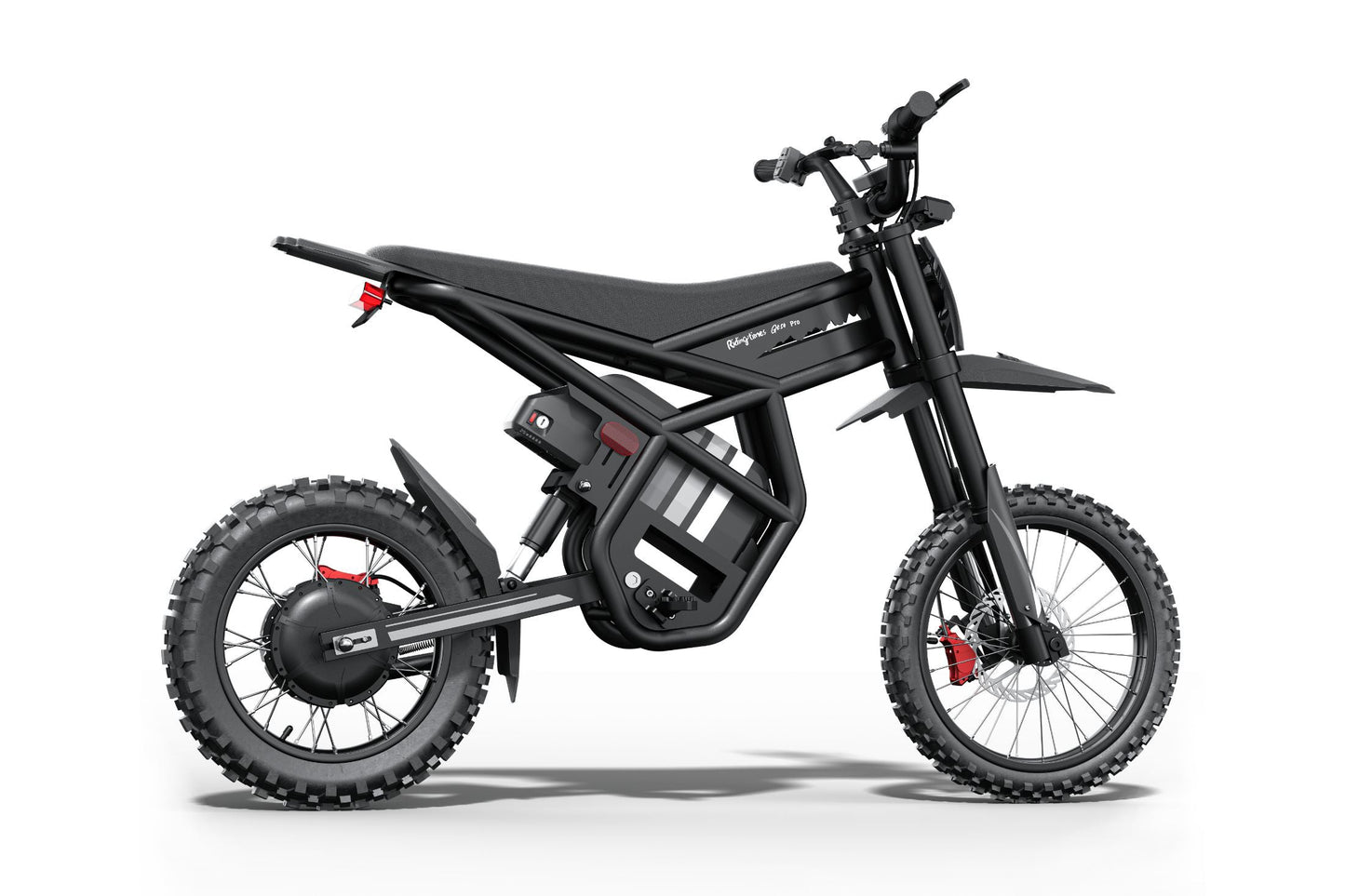 GT54 Pro Electric Mini Motorbike black off-road design side view for kids and adults