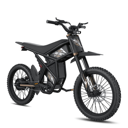 Black GT73 Pro electric motorbike with rugged off-road tires and rear gear hub motor design