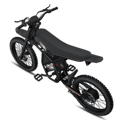 Black GT73 Pro electric motorbike with rugged off-road tires and rear gear hub motor design