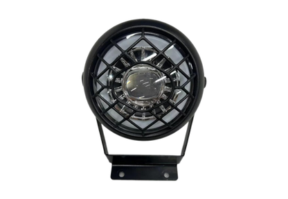 Black head light front light with integrated horn for bikes, durable and weather-resistant design