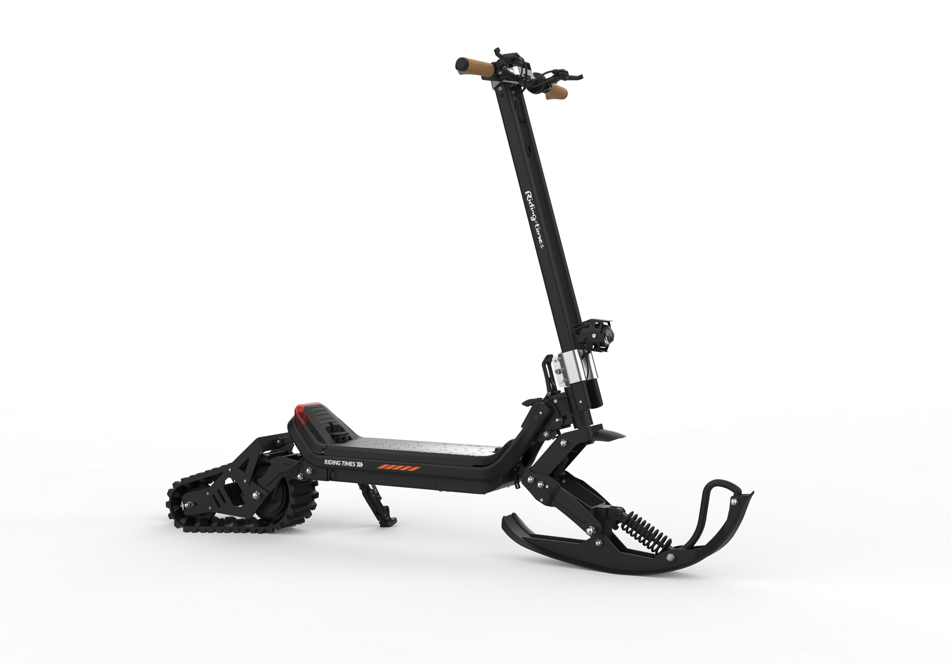 G63 Convertible Electric Scooter on snowy terrain with ski kit attachment.