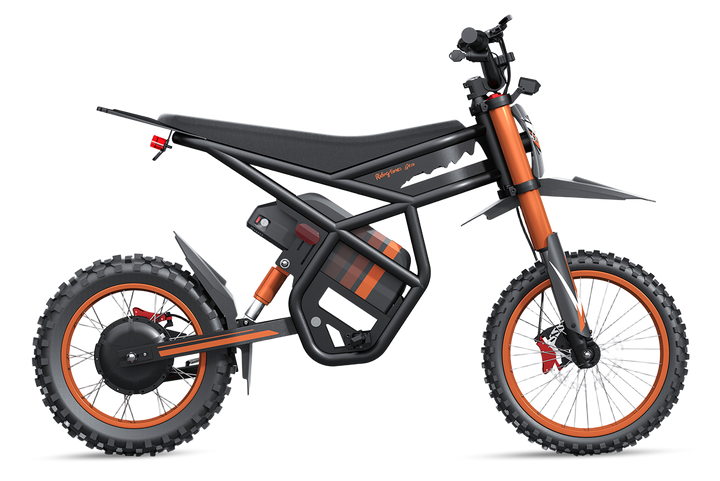 GT54 electric mini motorbike with black and orange frame for kids and adults