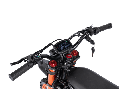 GT54 electric mini motorbike handlebar with digital display and control buttons for kids and adults