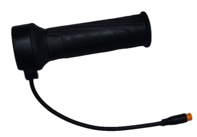 High-performance black e-bike throttle with ergonomic grip and plug-and-play connector for smooth acceleration
