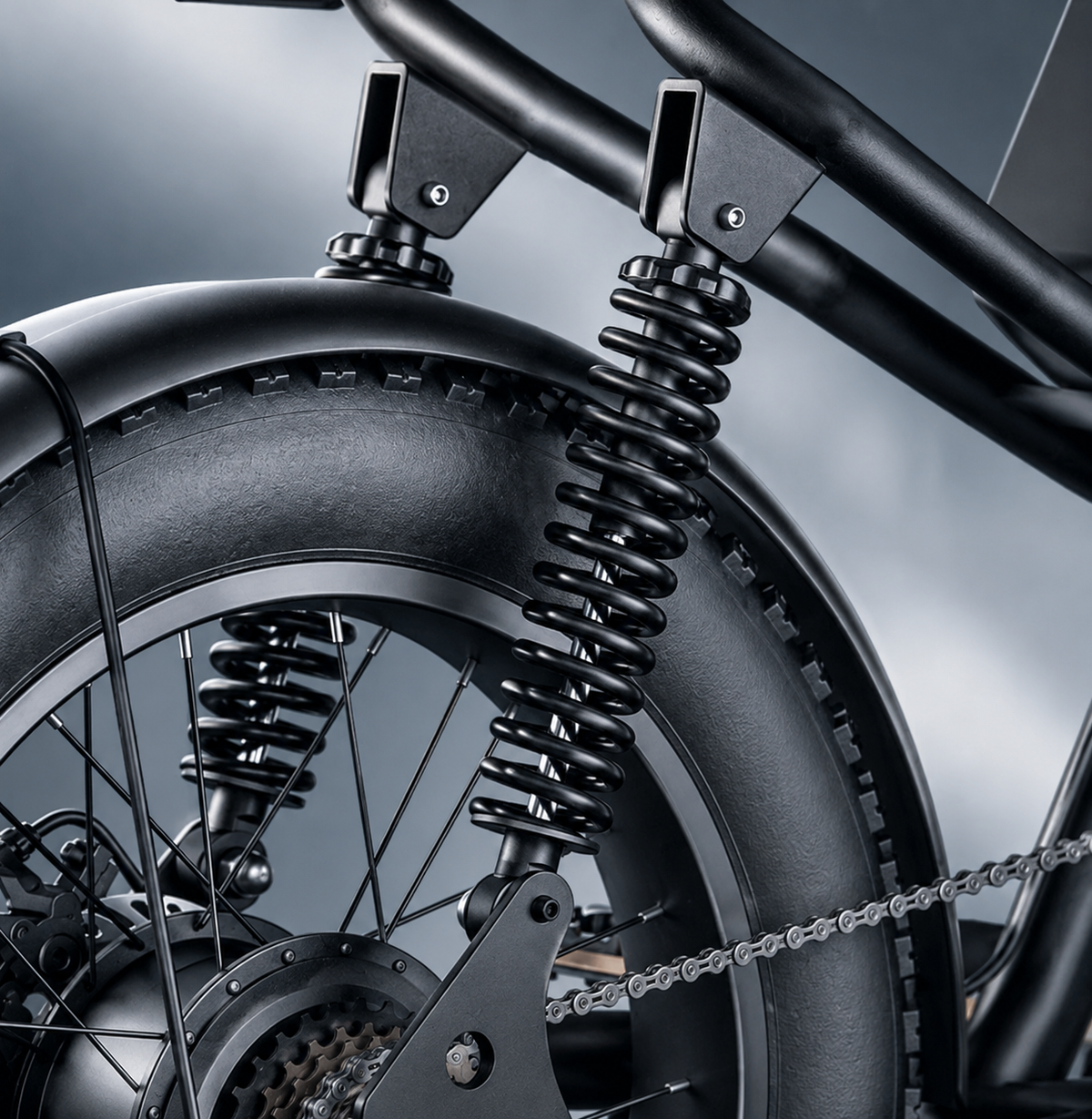 Rear double spring suspension and fat tire on the Riding’times Z8 Pro